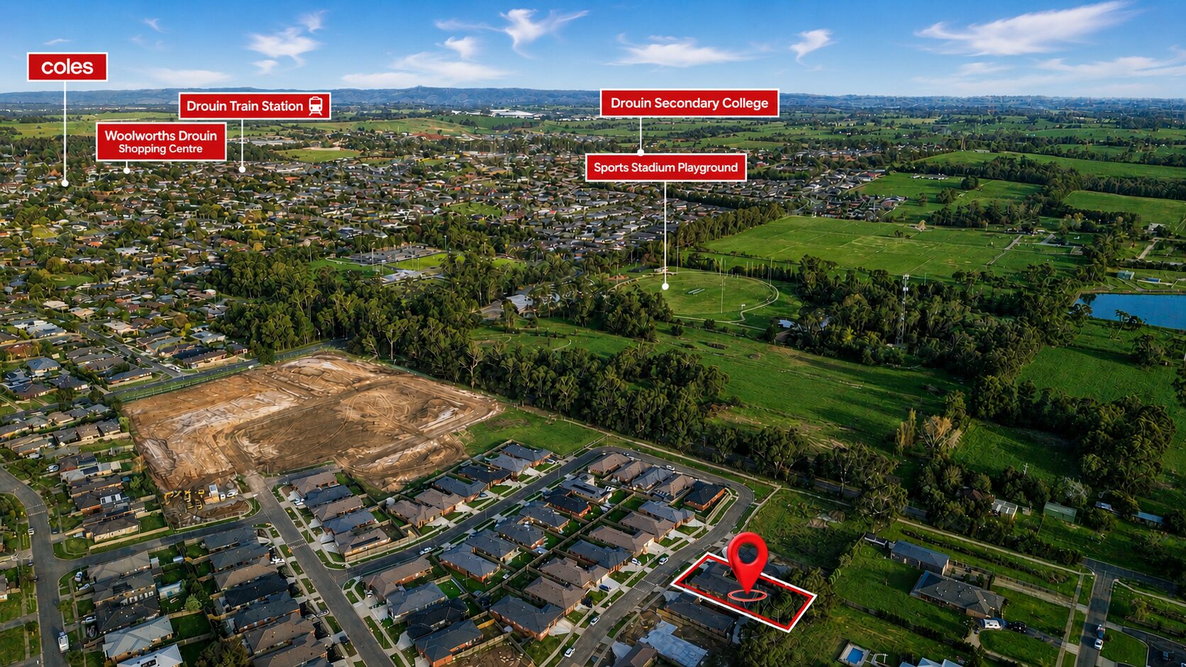 Aerial location map style real estate image